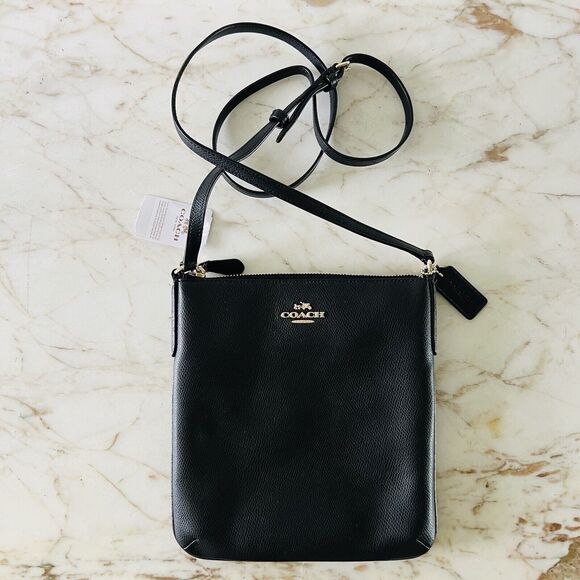COACH Solid Black Crossgrain Leather Crossbody Bag - Picture 1 of 12